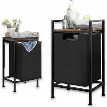 Koš na prádlo Volně stojící koš na prádlo Vasagle 65 l, černý, kovový