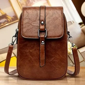 Kabelka Hnědá kabelka Boho DK11 (Malá hnědá crossbody kabelka na telefon a doklady 21 x 12 x 6 cm)