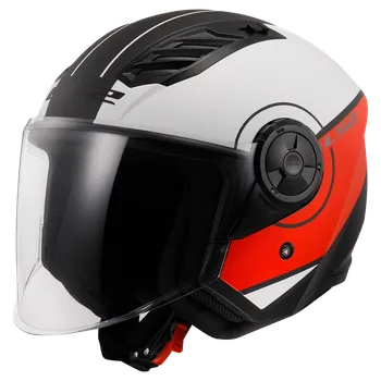 Helma na motorku LS2 OF616 AIRFLOW II COVER MATT WHITE RED-06 2XL