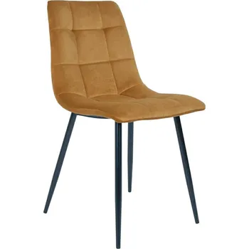 Jídelní židle Žlutá čalouněná jídelní židle Middelfart Intesi v loftovém stylu s černými kovovými nohami
