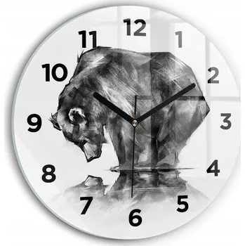 Hodiny Ozdobné nástěnné hodiny s krásnou grafikou Kreslený medvěd kulatý průměr 30 cm