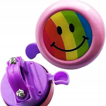 Zvonek na kolo Zvon na kolo 54 mm klasický s úsměvem růžový fialový duhový