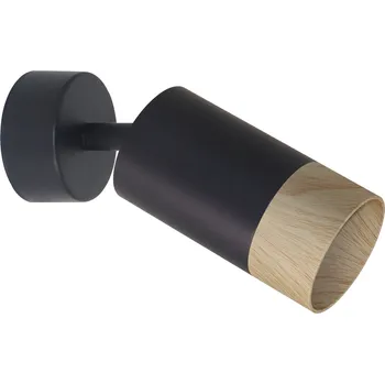 Nástěnné svítidlo Nástěnné svítidlo Conti černé s dřevem moderní do obýváku a ložnice loftový CANDELLUX