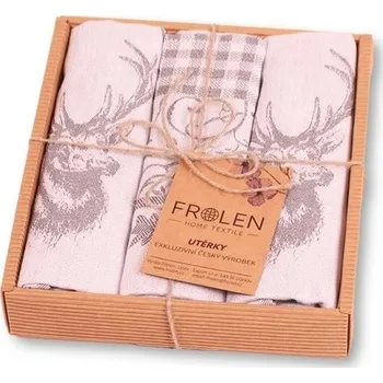 Utěrka frolen Kuchyňská utěrka žakárská - JELEN ŠEDÝ - 3 KS barva: kychuňské utěrky - 3 ks