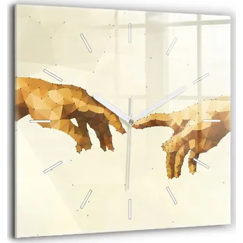 Hodiny Skleněné nástěnné hodiny s tichým chodem Stvoření Adama 60x60 cm