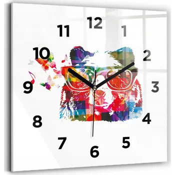 Hodiny Skleněné hodiny nástěnné tiché do bytu Loft Hlava medvěda