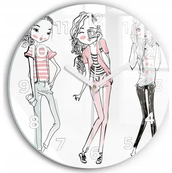 Hodiny Skleněné moderní foto hodiny nástěnné plynoucí ručičky Dámská móda fi30 cm