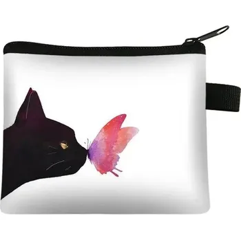 Peněženka Malá dámská peněženka s kočičím motivem | organizér na mince - 12