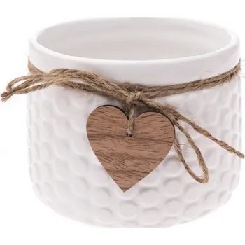Biokrb Keramický obal na květináč Heart, bílá, 12,5 x 9,5 cm
