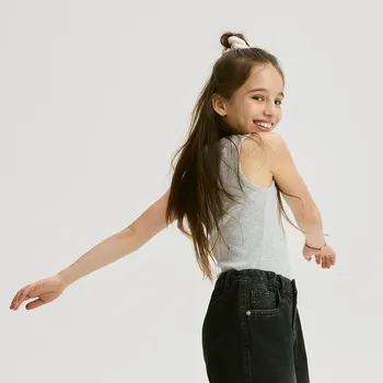 Dívčí tričko Reserved - Žebrovaný top - světle šedá - 908EA-09M - 908EA-09M-158