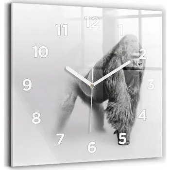 Hodiny Čtvercové Skleněné Nástěnné Hodiny do Kanceláře - Kolekce Zvířecího Umění 30x30 cm
