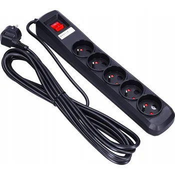 Napájecí kabel Zásuvková lišta Montis MT030-5 5 zásuvek 5 m černá