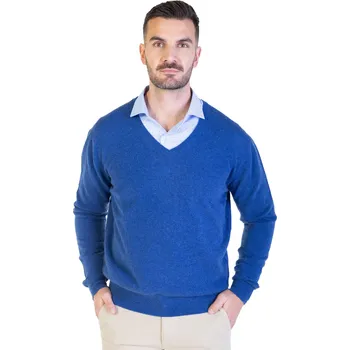 Pánský svetr Duuree.cz Kašmírový svetr Cristiano Barva: Modrá, Velikost: S