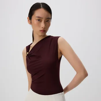 Dámské oblečení Reserved - LADIES` BLOUSE BODY - hnědá - 471GO-83X - 471GO-83X-S