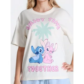 Dámské tričko Sinsay - Tričko Stitch - krémová - 8711J-01X - 8711J-01X-L