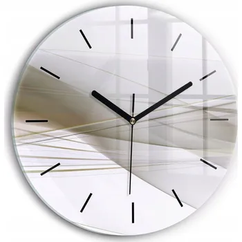 Hodiny Minimalistické Skleněné Nástěnné Hodiny s S Potiskem Světlá abstrakce průměr 30 cm