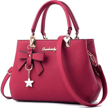 dámská kabelka přes rameno velká s mašlí | módní taška, crossbody kabelka - Vínová