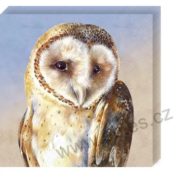 Papírový ubrousek IHR EVIE modré papírové dezertní ubrousky sova pálená 20 ks