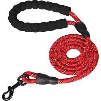 Vodítko pro psa Reflexní vodítko pro psy, pevné a polstrované - Červené,1,2 cm 120 cm