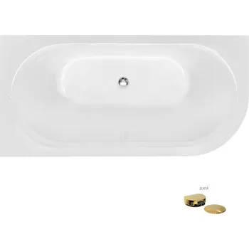 Vana Besco Akrylátová volně stojící vana Avita A-Line BW Matt CC/NP 150x75 (160x75, 170x75), napouštění přes přepad Rozměry (cm): 160x75, Typ a barva výpustě: McAlpine Click-Clack s napouštěním přes přepad, zlatá, Orientace: Levá