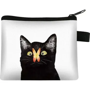 Peněženka Malá dámská peněženka s kočičím motivem | organizér na mince - 9