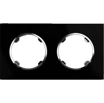 vypínač Elhard Skleněný dvojrámeček Rondo Glass, černý