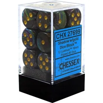 Příslušenství k deskovým hrám Sada 12 kostek K6 16mm Chessex Lustrous Shadow