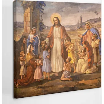 Obraz Tištěný obraz na plátně na zeď Pán Ježíš s dětmi 40x40 cm