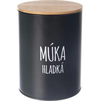 Dóza na potraviny Dóza plech/bambus pr. 13 cm Múka hladká BLACK SK, černá