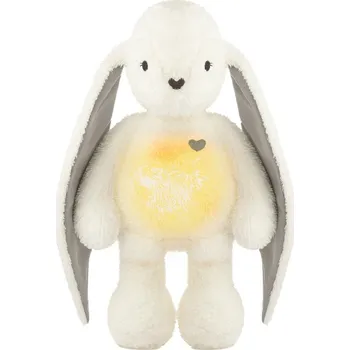 plyšák MyHummy šumící medvídek králíček BUNNY GREY/ECRU 5v1 + lampička + senzor spánku + melodie + vibrace - plyšový usínáček mazlíček vydávající bílý šum