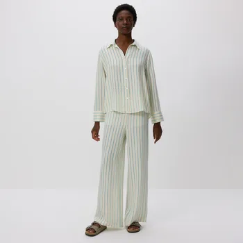 Dámské kalhoty Reserved - Široké pruhované kalhoty - akvamarínová - 327FT-56X - 327FT-56X-XL