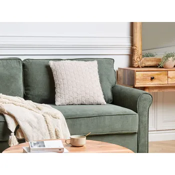 Dekorativní polštář béžový polyester 45 x 45 cm pletený vzor moderní doplněk ložnice obývací pokoj Beliani