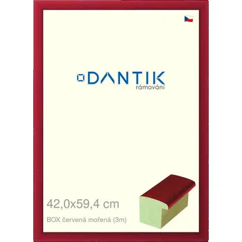 Rám na obraz DANTIK rámeček 42x59,4 | BOX červená mořená (Plexi Čiré) (Vyrobeno s láskou u nás v DANTIKU)