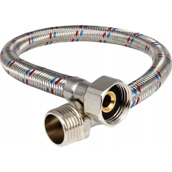 Zahradní hadice Aqbau Hadice v opletu z nerezové oceli s maticí a šroubením 1/2′′X1/2′′ 50cm