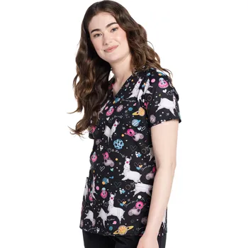 Dámská halenka Zdravotnická halena s potiskem lamy a lenochoda Cherokee CK671 SPSC Velikost: 3XL