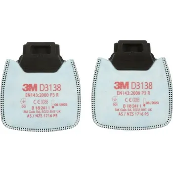 Plynová maska Částicové filtry 3M Secure Click D3138 P3 R