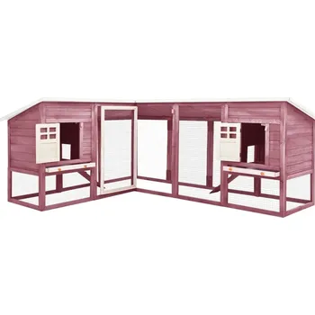 Klec pro králíka s výběhem, bílá a mokka, jedlové dřevo