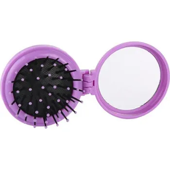 Masážní přístroj Skládací masážní hřeben se zrcátkem - Fialová
