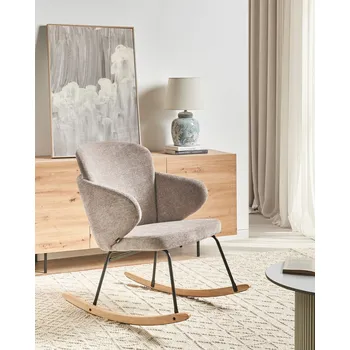 Křeslo Houpací křeslo taupe látkové čalounění kovové dřevěné nohy moderní design obývací pokoj Beliani