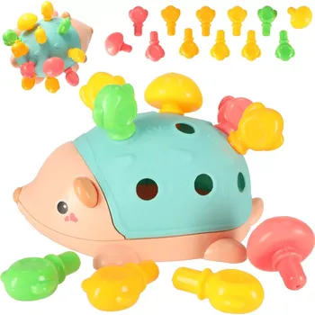 Dřevěná hračka Creative Corner Smyslově vzdělávací montessori modrý ježek