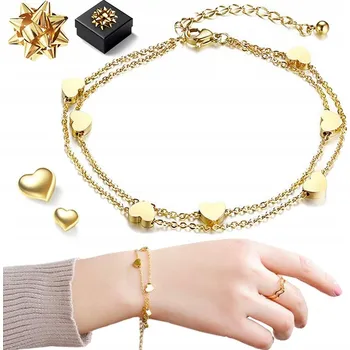 Náramek Zlatý dámský náramek 585 srdce se srdíčky GRAVÍROVÁNÍ jako DÁREK pro manželku