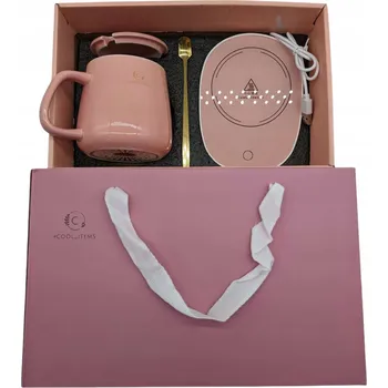 Keramický hrnek s ohřívačem růžový 400 ml vintage sada 5 kusů