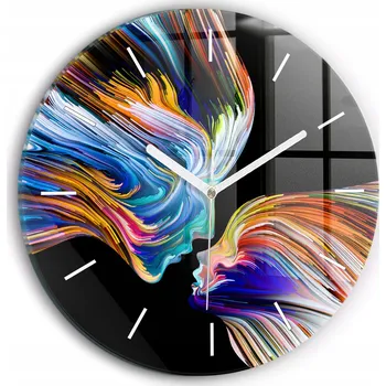 Hodiny Minimalistické Čtvercové Skleněné Nástěnné Hodiny Emocionální Umění fi30 cm