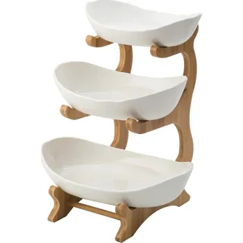 Stylový třípatrový stojan na ovoce | Misky na ovoce - Bílá