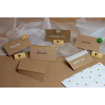 Umělecký papír Jmenovky 9 x 5 cm - kraftový tvrdý papír rustic 260g - 20 ks