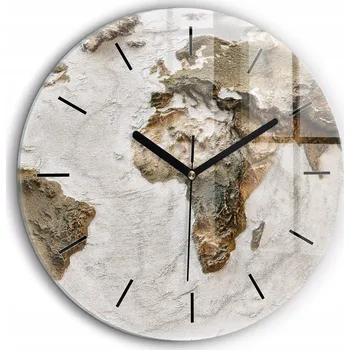 Hodiny Moderní skleněné nástěnné hodiny Stará mapa světa černé ručičky průměr 60 cm