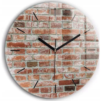 Hodiny Ozdobné nástěnné hodiny s krásnou grafikou Cihlová zeď černé ručičky fi60 cm