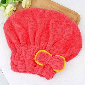 Ručník Turban na vlasy s mašličkou - červený