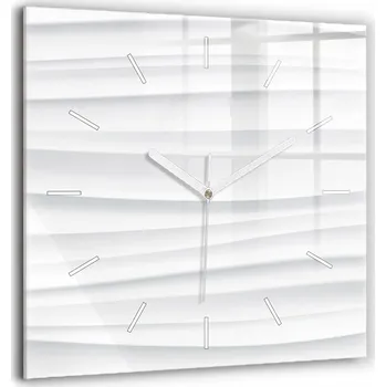 Hodiny Čtvercové Skleněné Nástěnné Hodiny do Obývacího Pokoje se Vzorem Vlny Textura 60x60 cm
