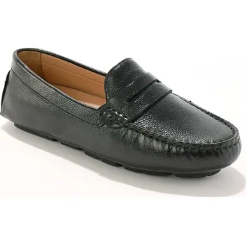 Dámské mokasíny Kožené mokasíny se zrnitým efektem černá 36